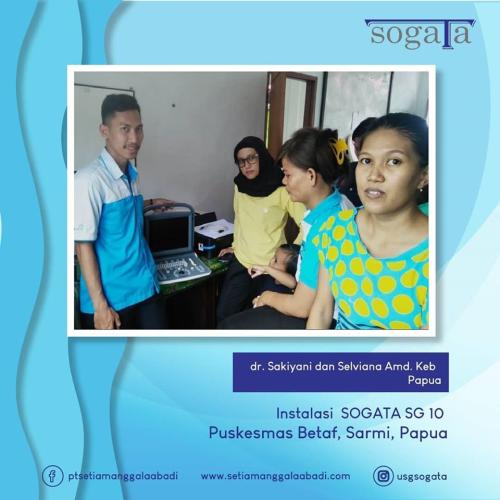 Instalasi Produk SOGATA SG 10 oleh Dr. Sakiyani dan Selviana Amd. Keb Puskesmas Betaf, Sarmi, Papua. Maret 2020